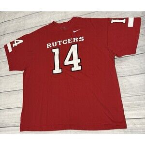Nike Rutgers University Scarlet Knights #14 College Football Size 2XL Rare HTF